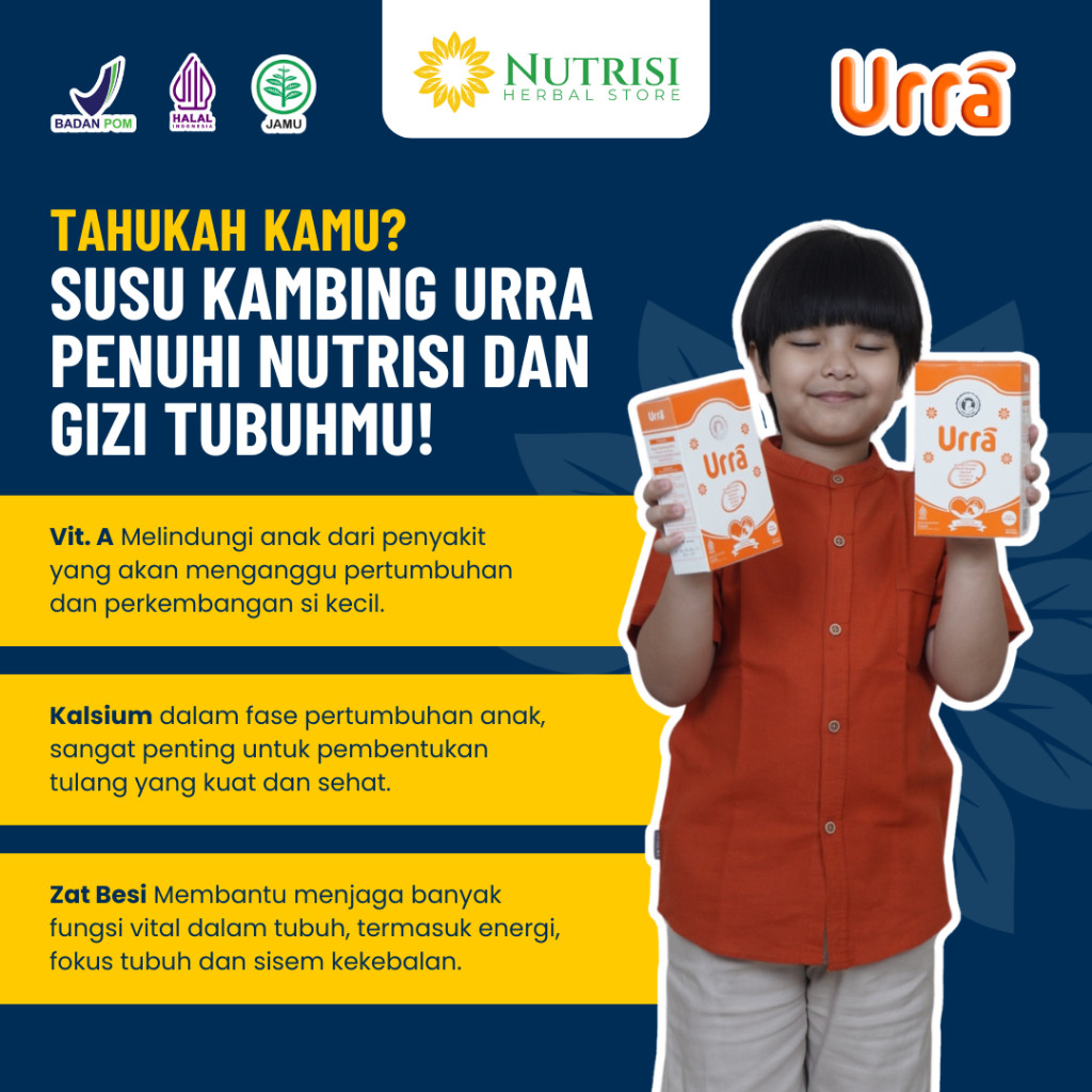 

LEBIH HEMAT PAKET 2 BOX SUSU URRA - Susu Kambing Untuk Penambah Berat Badan dan Tinggi Badan Anak