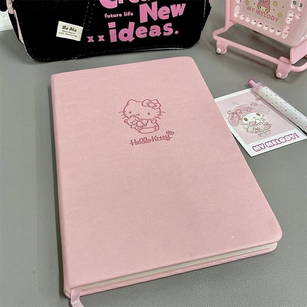 

Kawaii Kitty Notebook A5 Lined 80 Sheets Soft Leather Cover Cute Korean Stationery School Supplies
