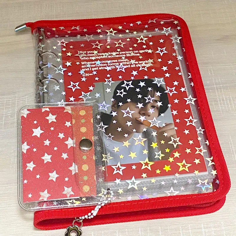 

A5 Red Star Glitter Diy Binder Photocards Collect Book Diary Agenda Planner Diy Cover Album