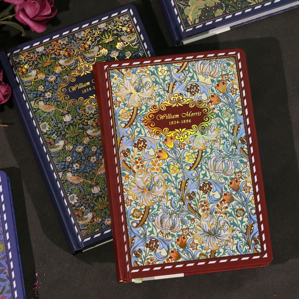 

British William Morris Painting Color Illustration Page Retro Hardcover Notebook Plant Flower Art