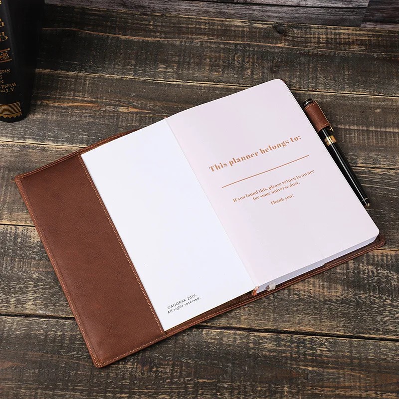 

A5/B5 Laptop Notebook Cover Genuine Leather Handmade With Pen Slot Convenient For Business