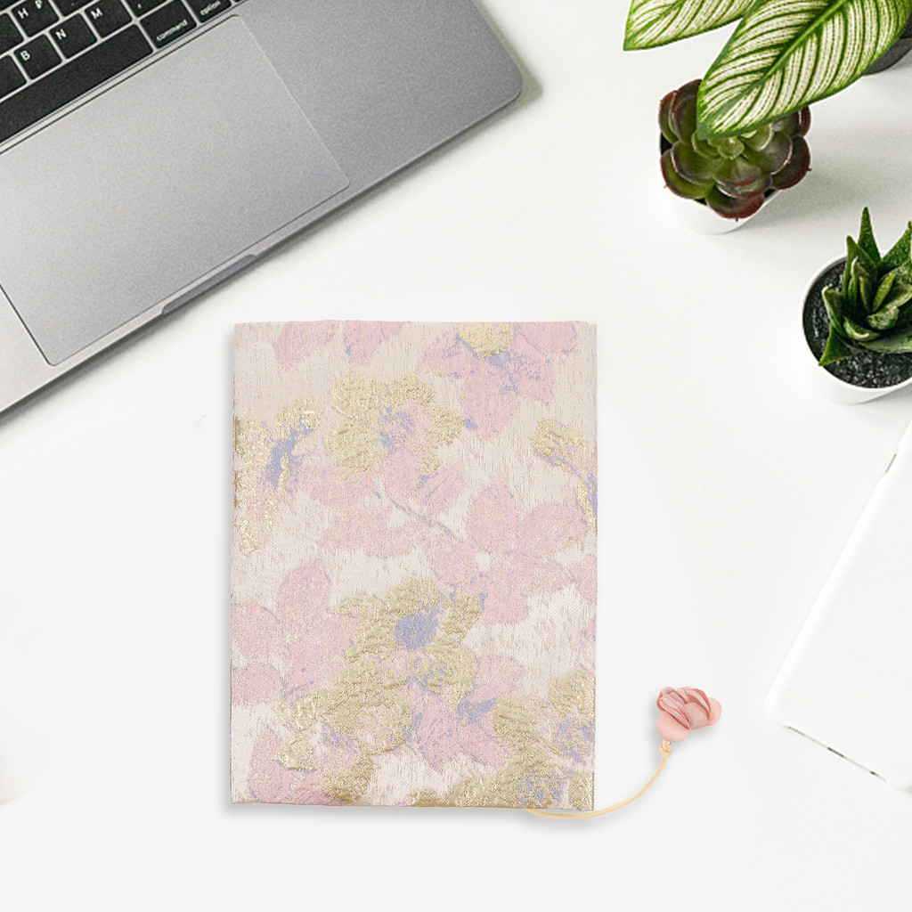 

Fabric Book Cover For A5 Notebook Satin Material Protective Sleeve Elegant Design Adjustable Fit