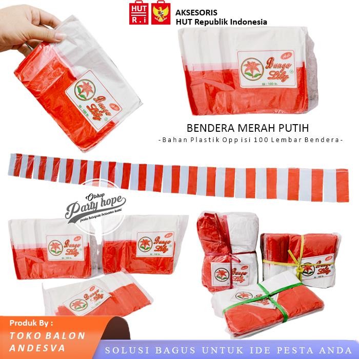 

Flagers - [Isi 10] Bendera Plastik Merah Putih Per Pak / Bendera Merah Putih / Bendera Agustusan /