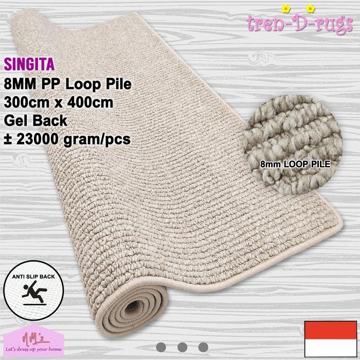 Tren-D-rugs Karpet permadani polos salur tebal jumbo minimalis 300x400