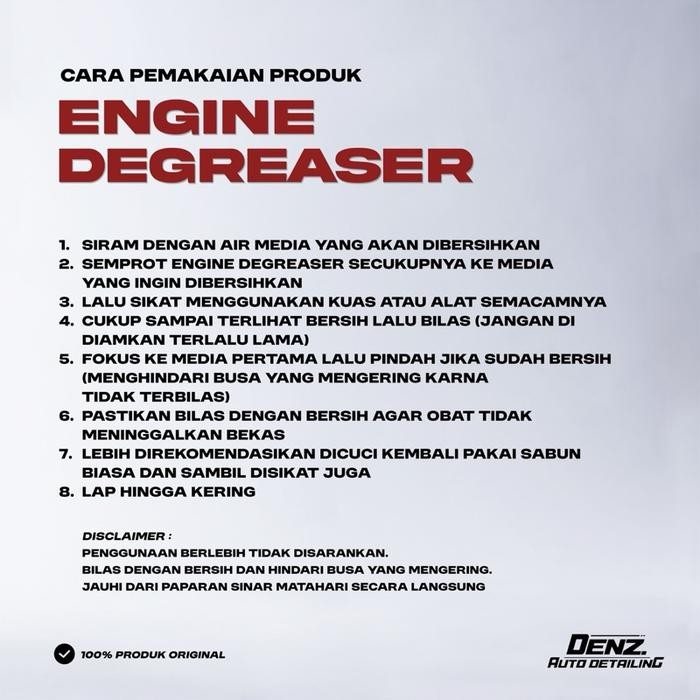 ENGINE DEGREASER pembersih kerak mesin DENZ AUTO DETAILING pembersih kerak oli mesinn original denz