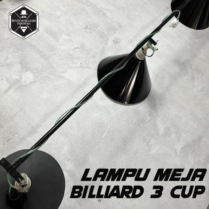 PREMIUM LAMPU MEJA BILLIARD 3 KAP - BLACK POOL TABLE CUP BILLIARD LAMP