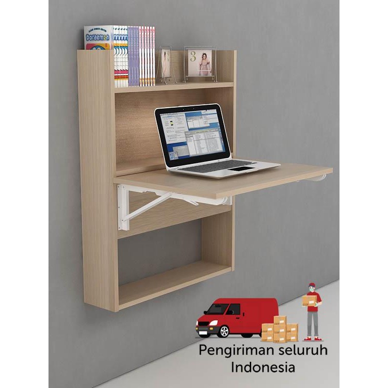 PREMIUM Meja tulis kerja belajar gantung dinding lipat rak buku LUAR BANDUNG