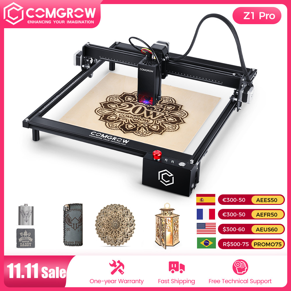 COMGROW Z1 PRO Mesin Pemotong Ukiran Laser 20W Desktop CNC Pemotong Pengukir Laser DIY Router CNC Lo