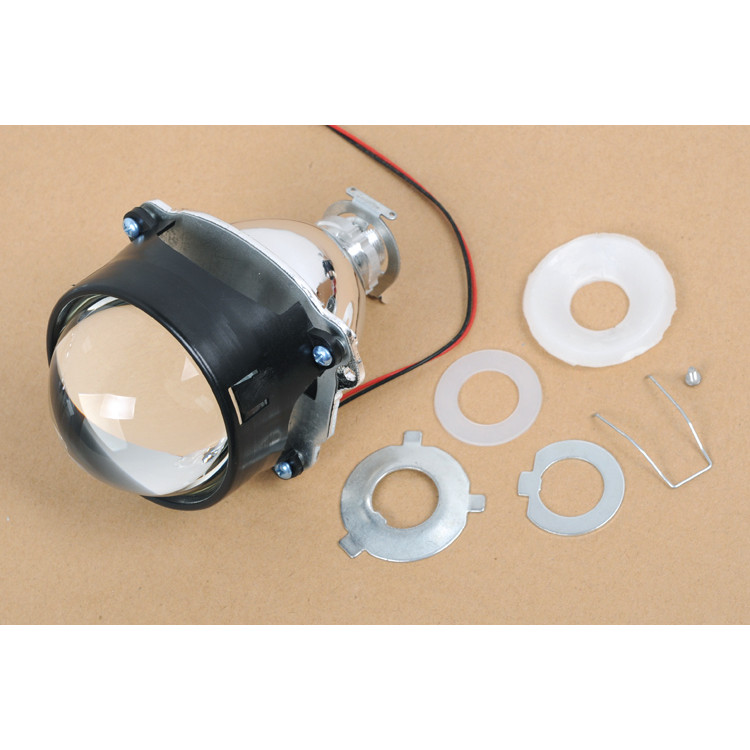1 Buah Lensa Proyektor Mini HID Bi Xenon 2.5 Inci Universal Kain Kafan Perak H1 Bohlam LED Xenon H4 