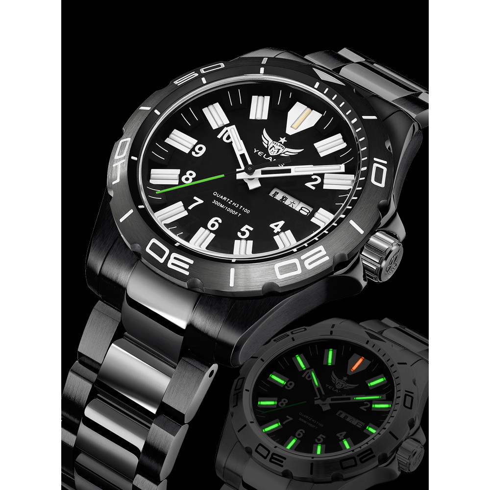 Yelang's New Design 42mm 10 Year Ultra Long Range Men's Quartz Watch 30ATM Professional Waterproof S