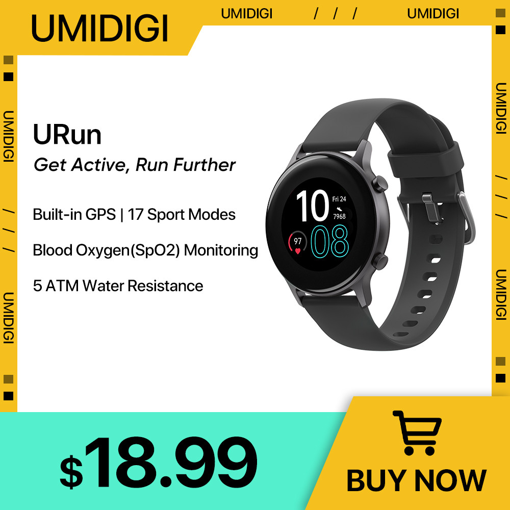 UMIDIGI Urun Jam Tangan Pintar GPS 1.1 "Warna Pemantauan Denyut Jantung Tidur Jam Pintar Olahraga 5A