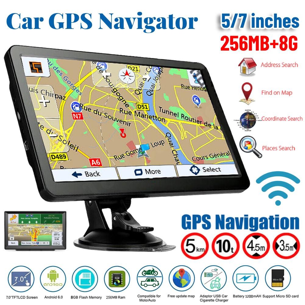 Layar Sentuh Navigasi GPS Mobil HD 5/7 Inci 256MB + 8G Navigator GPS Mobil Peta Amerika Utara Eropa 