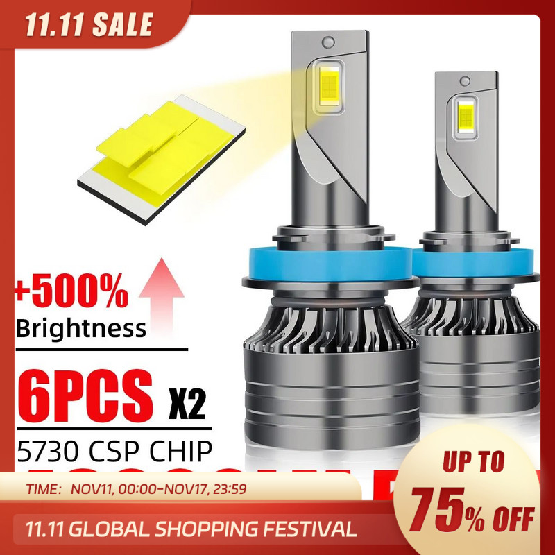 2 Buah Lampu Depan LED 50W H4 H7 3570 Chip CSP 9005 9006 HB3 HB4 H8 H9 H11 H1 Lampu Mobil Lampu Kabu