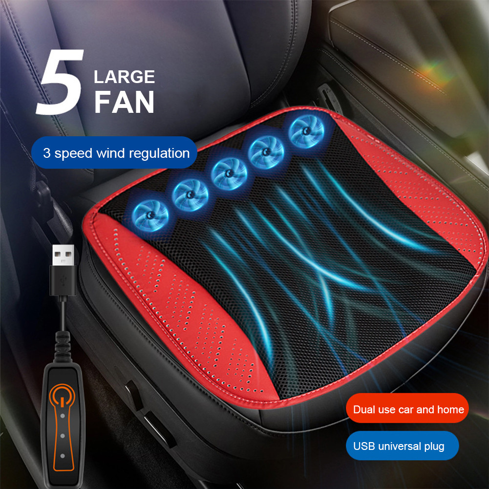 Bantal Kursi Sutra Es Dingin Musim Panas Baru dengan Kipas USB Bertiup Bantal Ventilasi Mobil Keren 