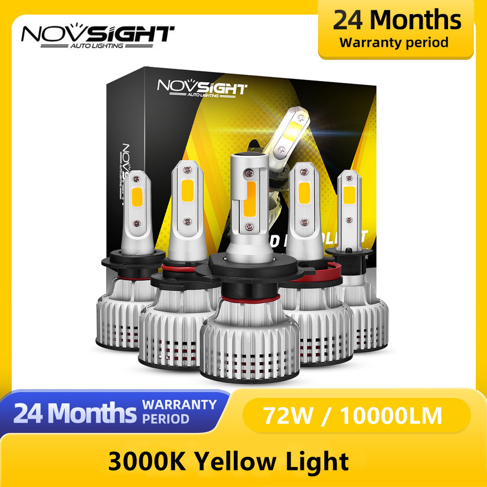 NOVSIGHT H7 Lampu Depan LED untuk Mobil H4 LED H1 H3 H11 9005 9006 HB3 HB4 72W 10000LM 3000K Lampu K