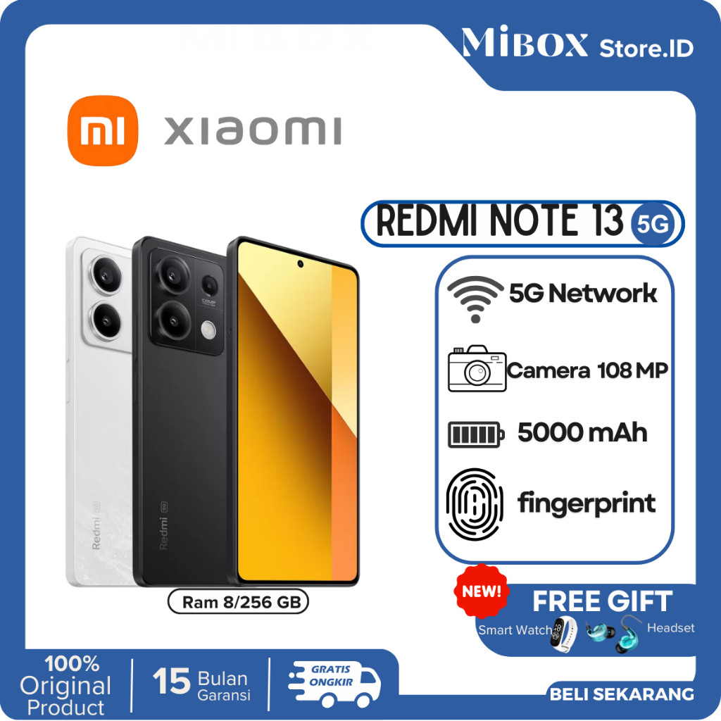 RB2233 Redmi Note 13 5G Ram 8/256 GB, "AMOLED" Gorilla Glass 5,5000 mAh Garansi Resmi Official