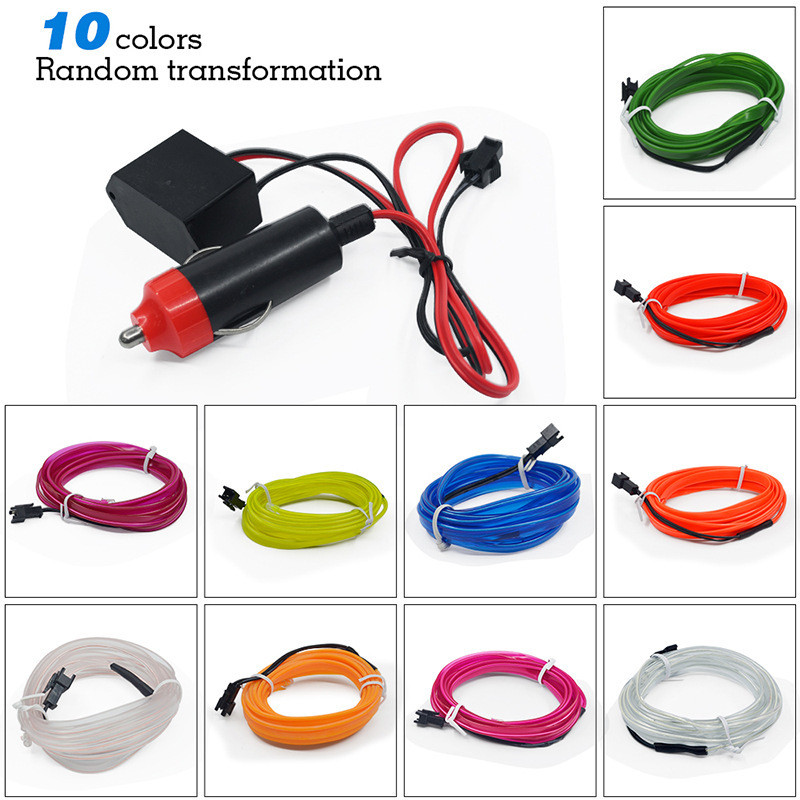 Baterai 2AA 12V Steker 5V USB 2-10M Lampu Neon Cahaya EL Tali Kawat Pita Strip LED Lampu Dingin Sepa