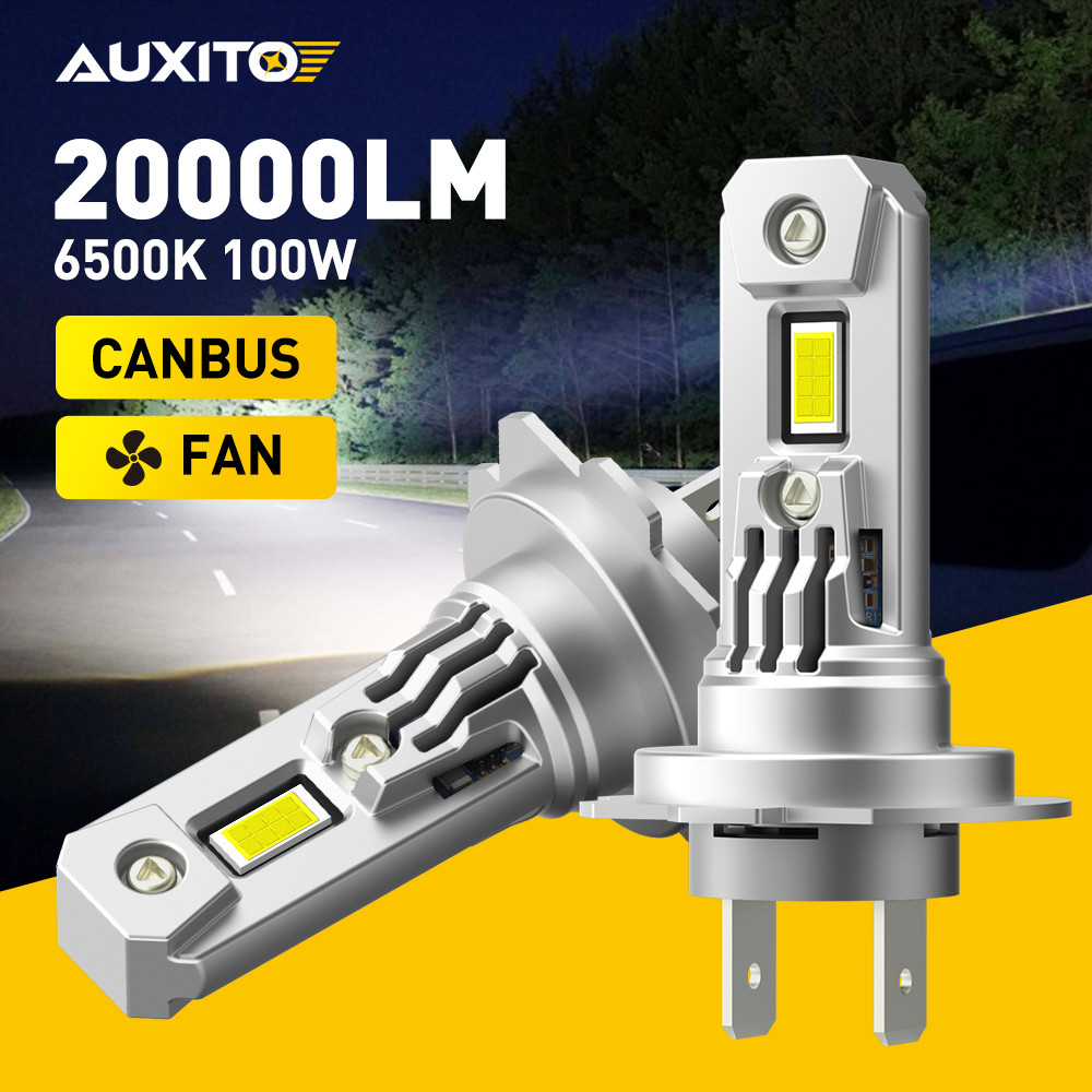 AUXITO 2 Buah 100W 20000LM Turbo H7 Lampu LED Bohlam Lampu Depan Mobil untuk Volkswagen VW Golf 5 Pa