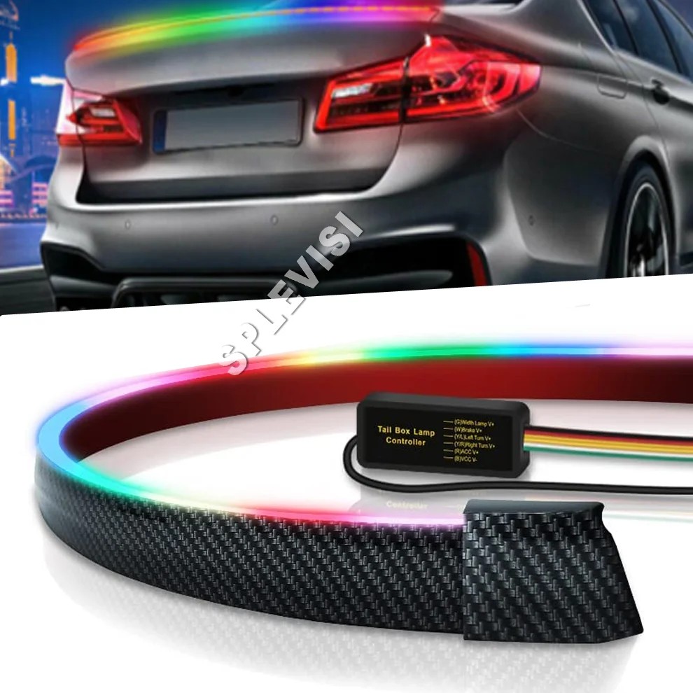 Kit Bibir Spoiler Belakang Spoiler LED RGB untuk Lampu Rem Bagasi Mobil, Spoiler Bagasi, Cocok Unive