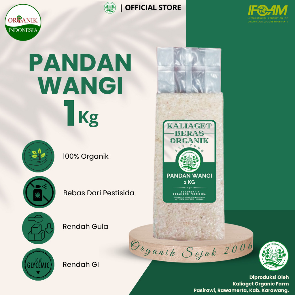

SANS Kaliaget Beras Organik Pandan Wangi 1 Kg