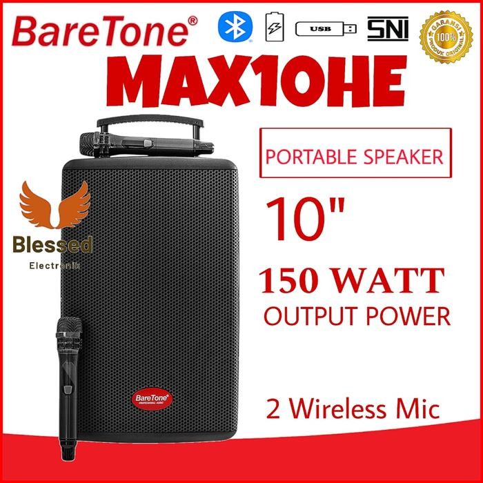 Speaker Baretone MAX10HE / MAX 10 HE / MAX-10HE Wireless Bluetooth ORI