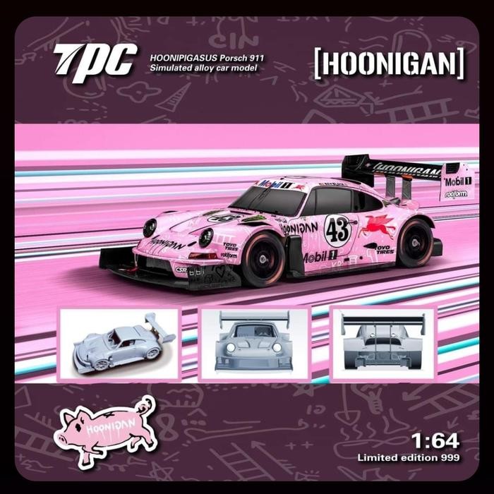 Terlaris Tpc 1/64 Hoonipigasus Porsche 911 Pink Pig