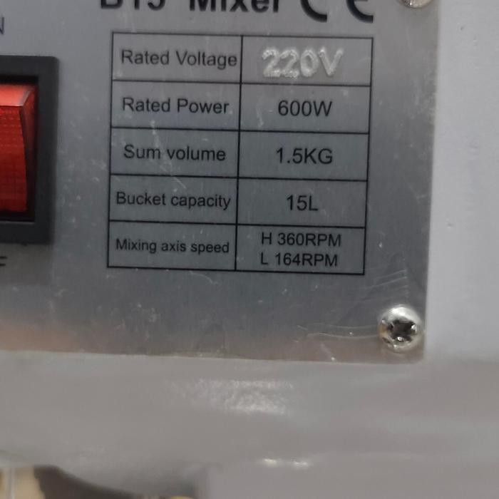PROMO Planetary Mixer 15 Liter Crown B-15 Mixer Roti 15L B15