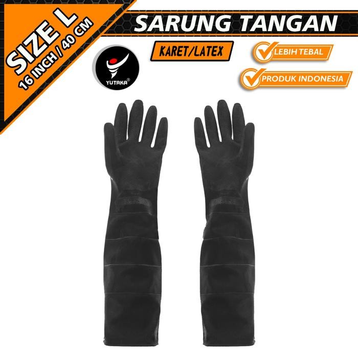 SARUNG TANGAN KARET LATEX PANJANG 40 CM WARNA HITAM