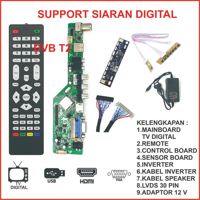 SHOFYESHOP UNIVERSAL LCD LED TV MAINBOARD MESIN DTV TV DIGITAL SIGNAL DVB-T2 DVB
