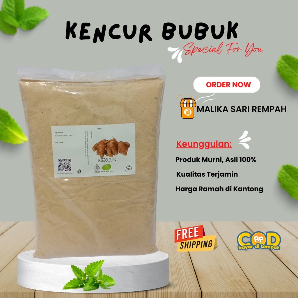 

RATU KENCUR BUBUK MURNI [ 1 KG ] Kaempferia galanga powder [1 kg]-MSR