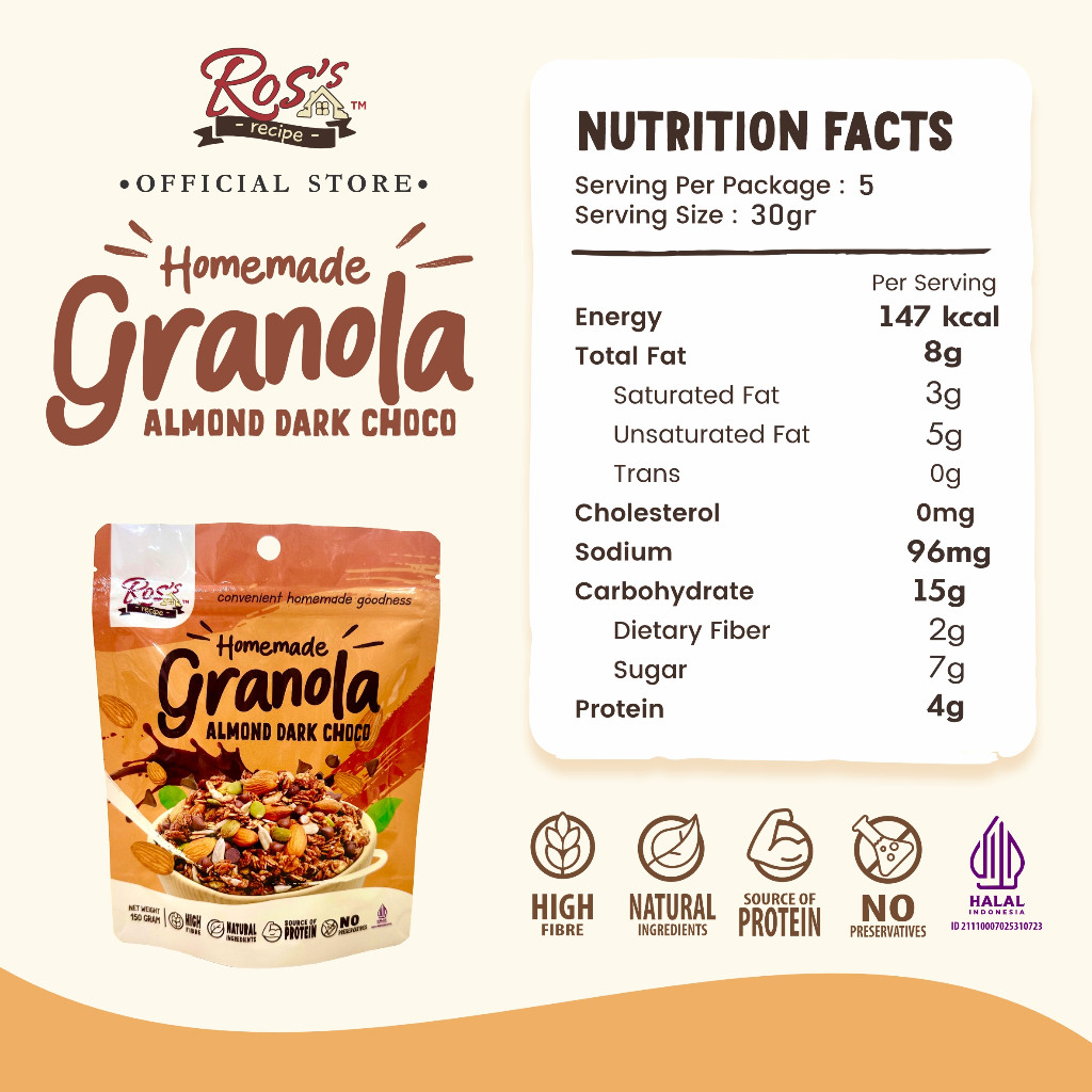 

Ros Recipe Promo Bundling Granola Almond Dark Choco dan Honey Berries 150gr
