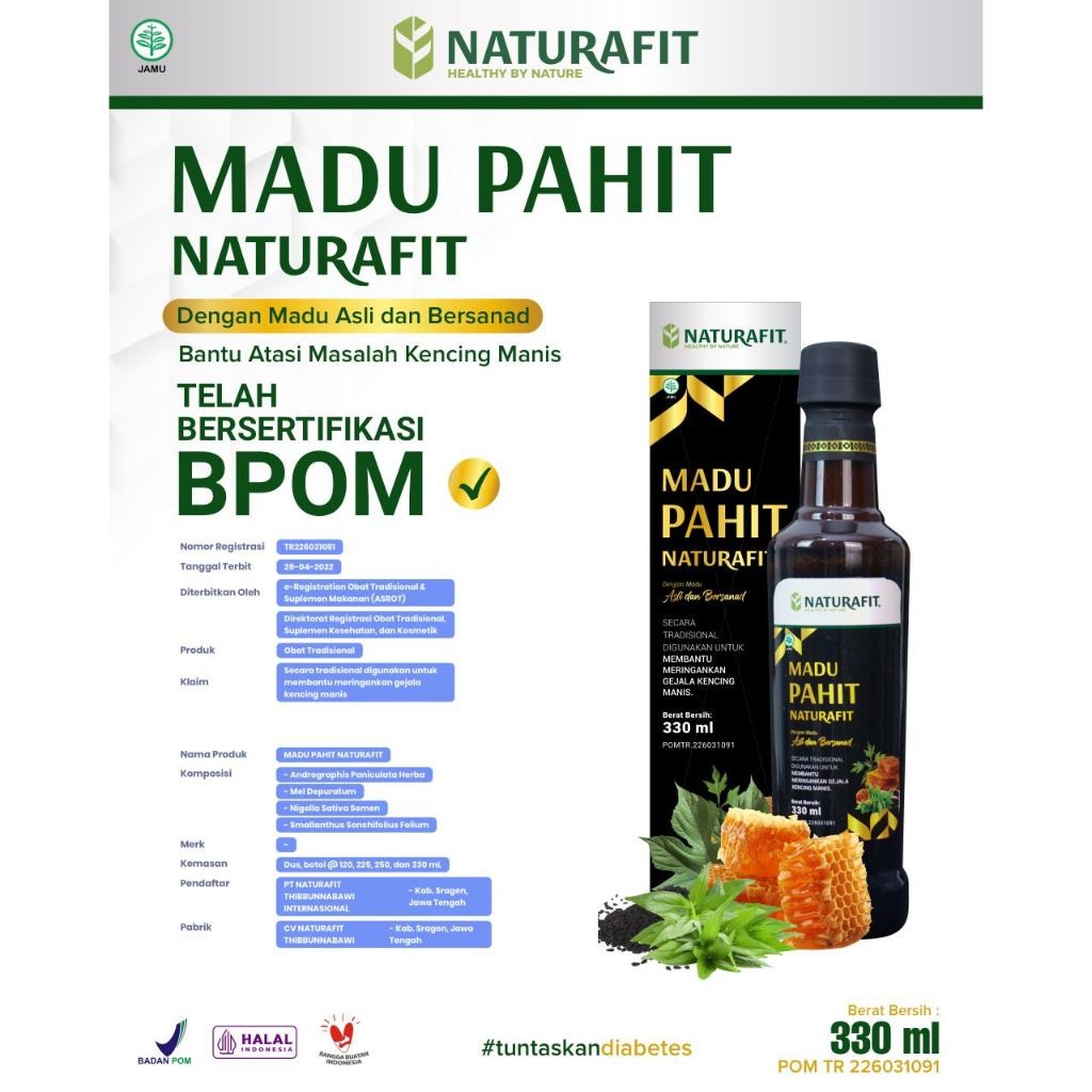 

Madu Pahit Naturafit 330ml Bundle 3 Botol