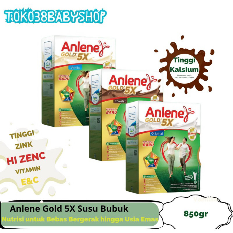 

Shakamori - ANLENE GOLD 5X VANILA ORIGINAL COKLAT 850GR ANLENE GOLD 5 X 850 GR EXP JUNI SEPT 2026