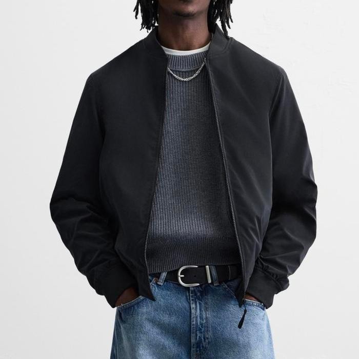 Jaket Bomber Zara Pria - Hitam