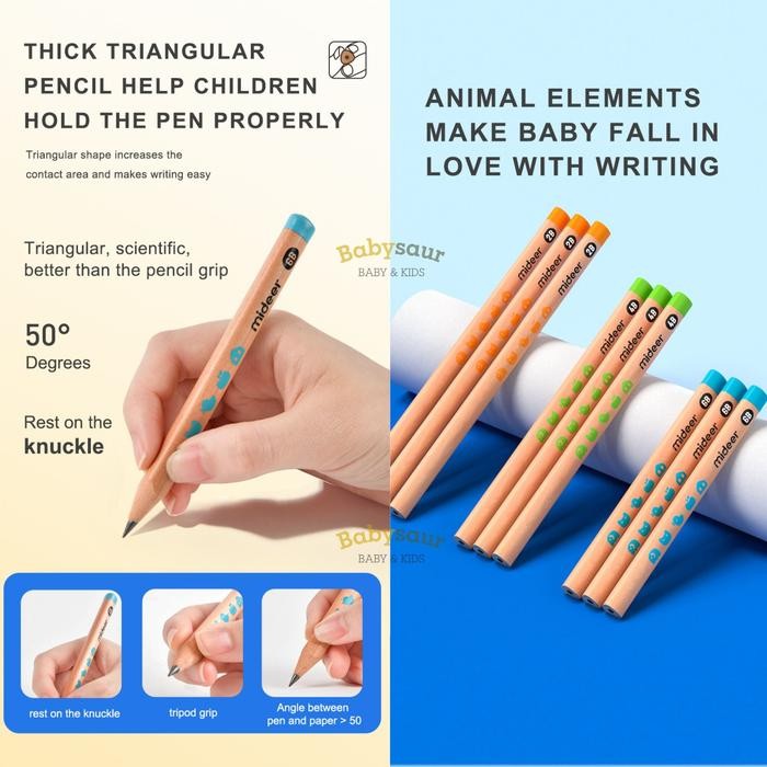 

Mideer Thick Triangular Pencil Pensil Kayu Segitiga Alat Tulis Anak 2+