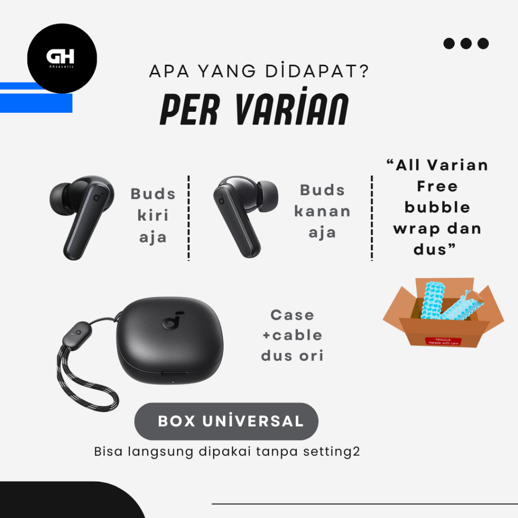 RB2233 Sparepart Tws Soundpeats Clear buds dan Case 2nd dan baru