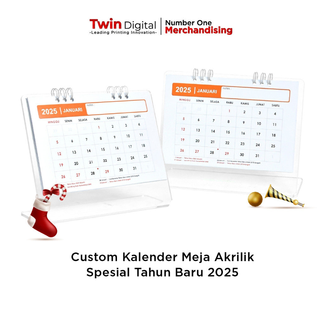 

Twindigital Kalender Meja Akrilik Spesial Tahun Baru 2025 Souvenir & Dekorasi Meja Kerja Estetik -