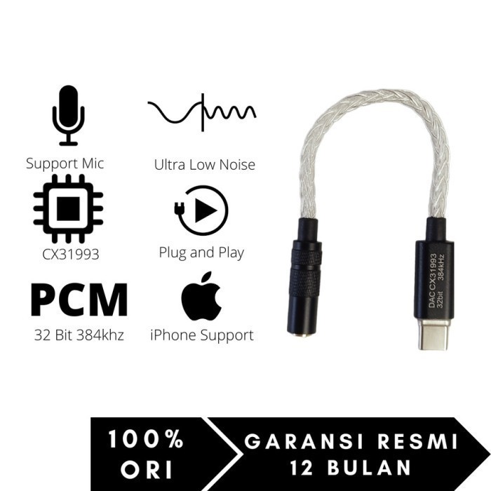 RB2233 J3 Labs Eline Audio Converter Adapter DAC Chip Type C to Jack 3.5mm Earphone