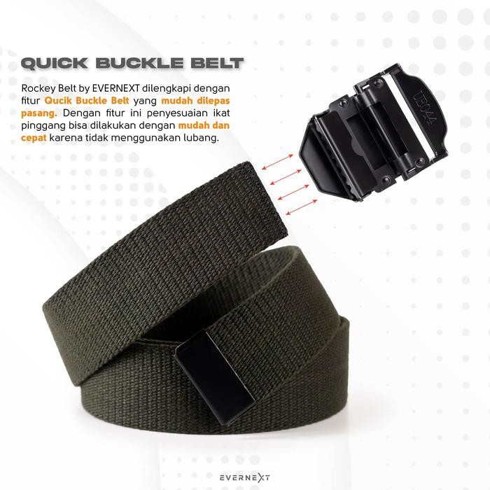 Evernext Ikat Pinggang Pria Sabuk Canvas Pria Rocky Belt Pira Sabuk Berkualitas Gesper Distro Pria
