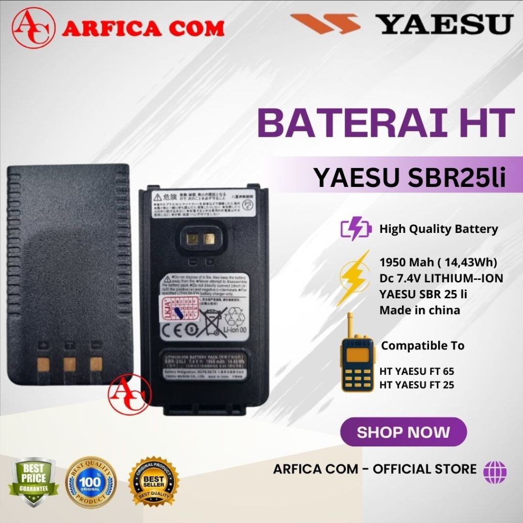 BATRE HT YAESU FT65 FT25 FT 65 FT 25 SBR 25LI BATTERY YAESU FT 65