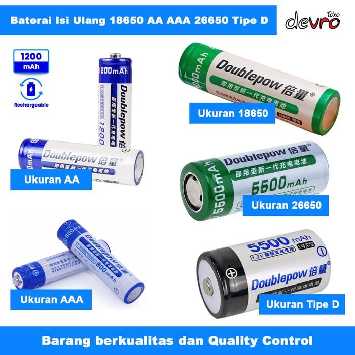 Baterai 18650 Aa Aaa Rechargeable 3.7 V 3000Mah - 1 Pcs - Doublepow D Murah