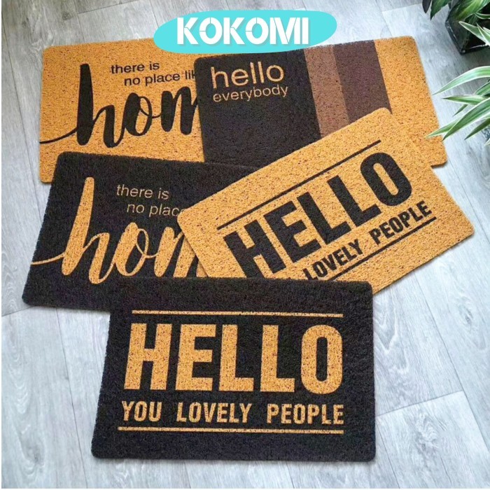 Kokomi Hello Keset Premium Pvc Besar 45X75Cm Keset Pintu Depan Rumah Aesthetic Keset Mie Bihun Pvc