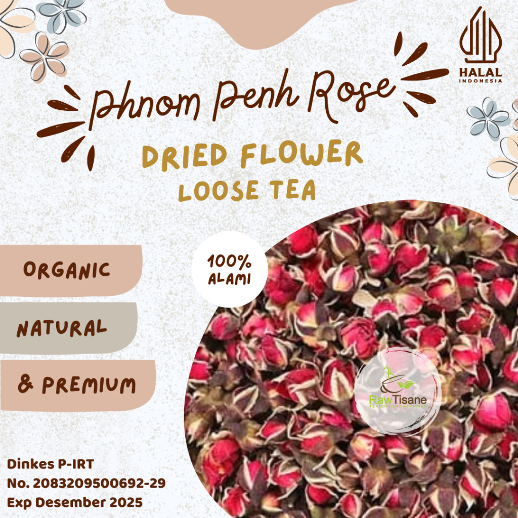 

RAW TISANE Phnom Penh Rose Tea / Golden Rose Tea / Teh Mawar Emas Isi 100 Gram