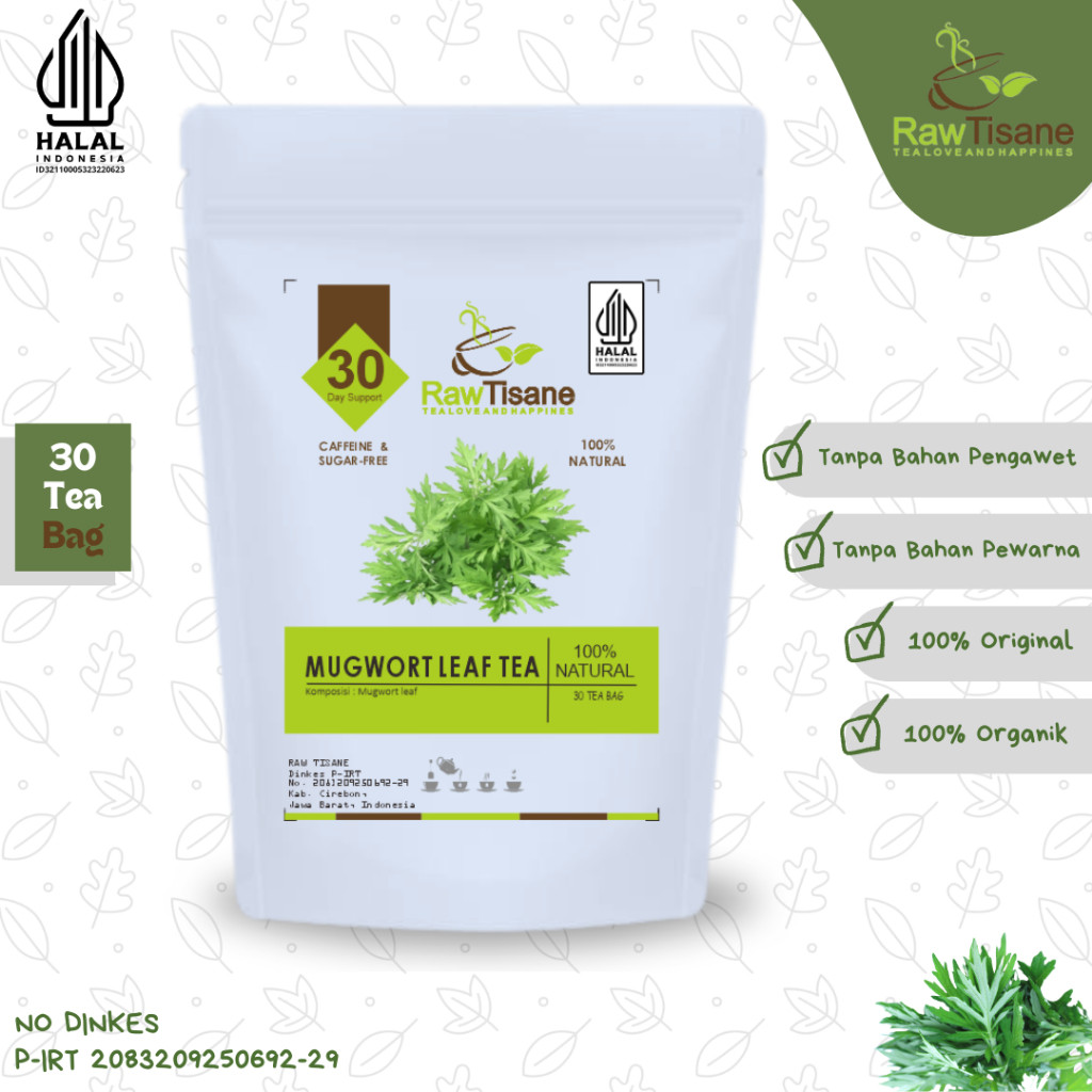 

RAW TISANE Mugwort Leaf Tea : Teh Celup Daun Baru Cina Isi 30 Tea Bag