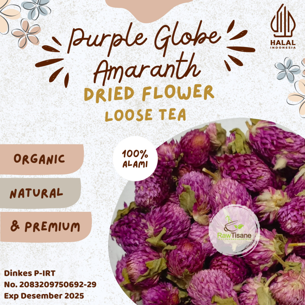 

RAW TISANE Purple Globe Amaranth Flower Tea / Teh Bunga Amaranth Ungu Isi 100 Gram