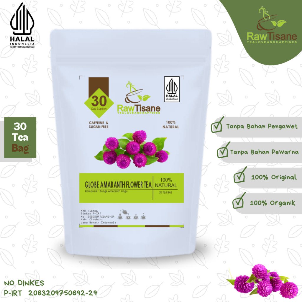 

RAW TISANE Globe Amaranth Flower Tea : Teh Celup Bunga Amaranth Isi 30 Tea Bag