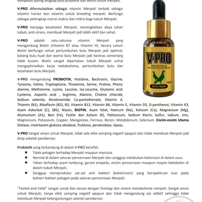 Murah.. Vitamin Vpro V Pro Imperium Imperia Khusus Burung Dara Merpati