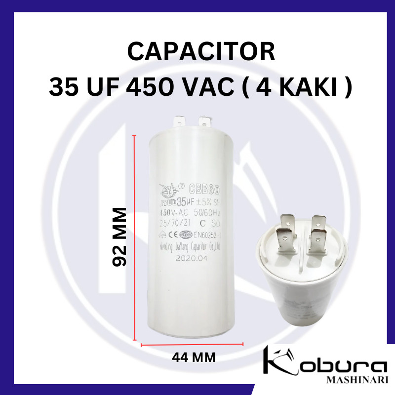Capacitor CBB60 Kapasitor 35 UF 450 VAC 4 Kaki / 4 Pin Submersible Pump Untuk Mesin Elektromotor