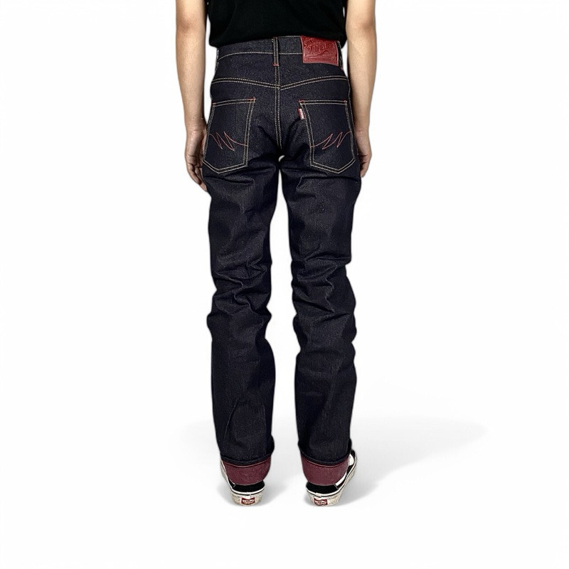 Vall Midfielderdenim - jeans weft x maroon 16oz struggle version