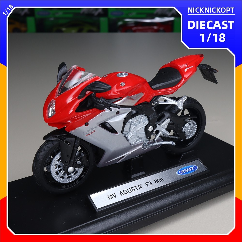Welly 1:18 MV Agusta F3 800 red Skala Diecast Mainan Koleksi Miniatur Motor
